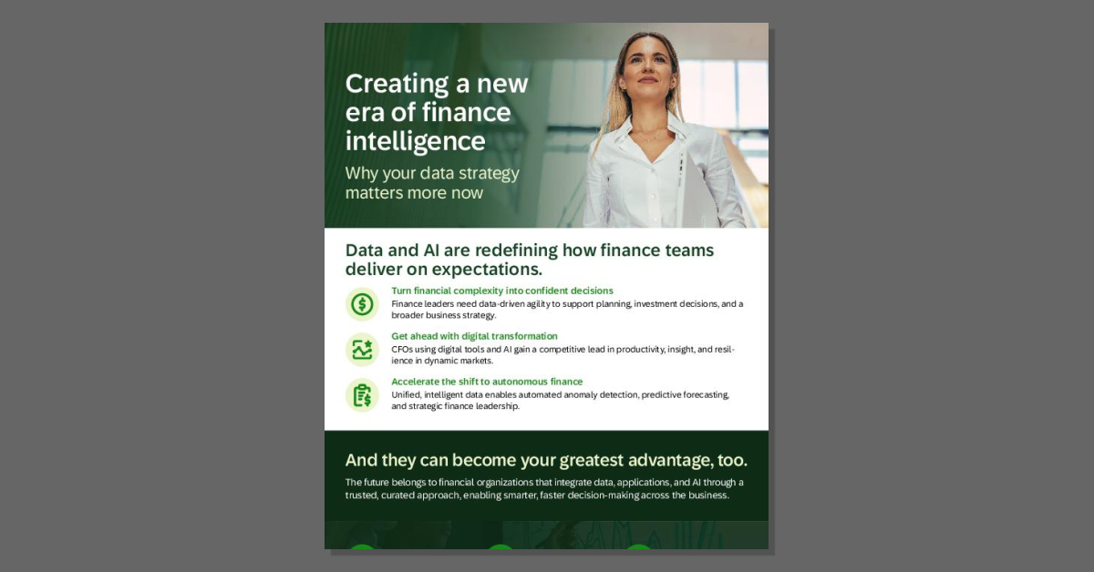 Finance teams need intelligence. This infographic reveals how SAP brings AI-driven insights and automation into finance, giving CFOs the ability to detect anomalies, forecast strategically, and collaborate across the business. Explore the infographic to see how unified financial data becomes a powerful advantage, and contact EPI-USE to discuss how SAP can help your organisation move towards intelligent finance.
