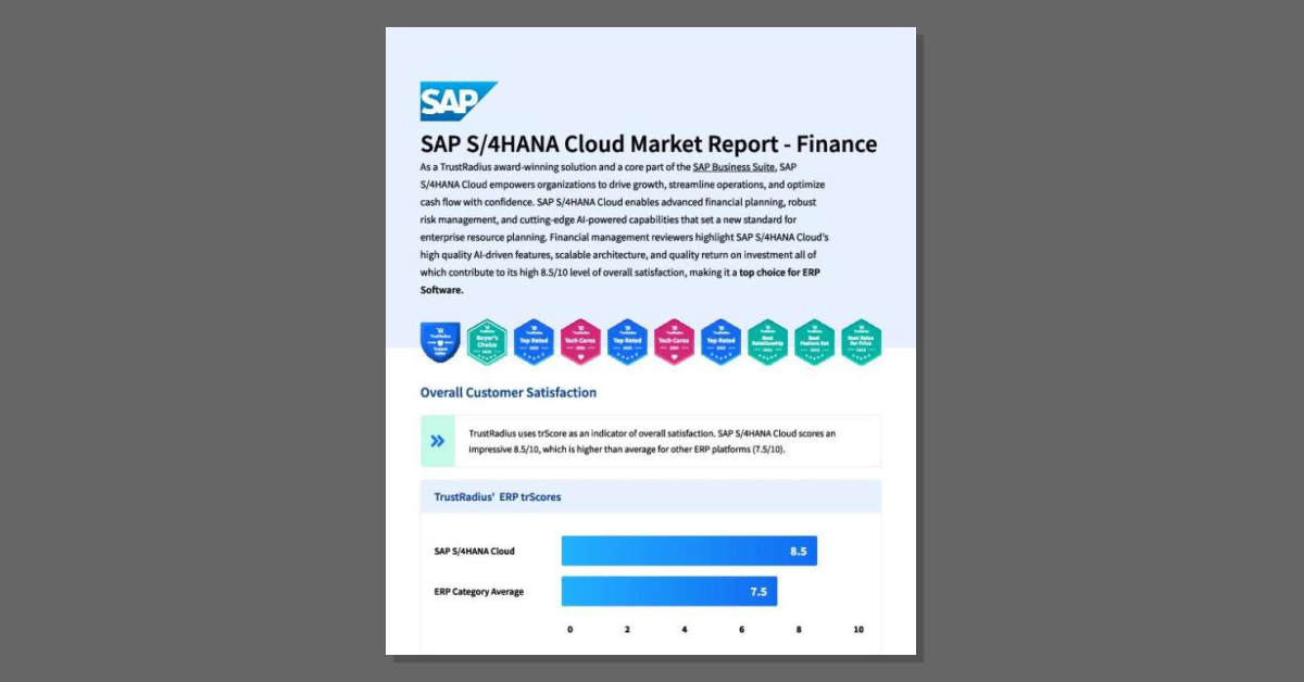 Finance leaders need a reliable ERP that can scale and deliver measurable results. The TrustRadius report, 